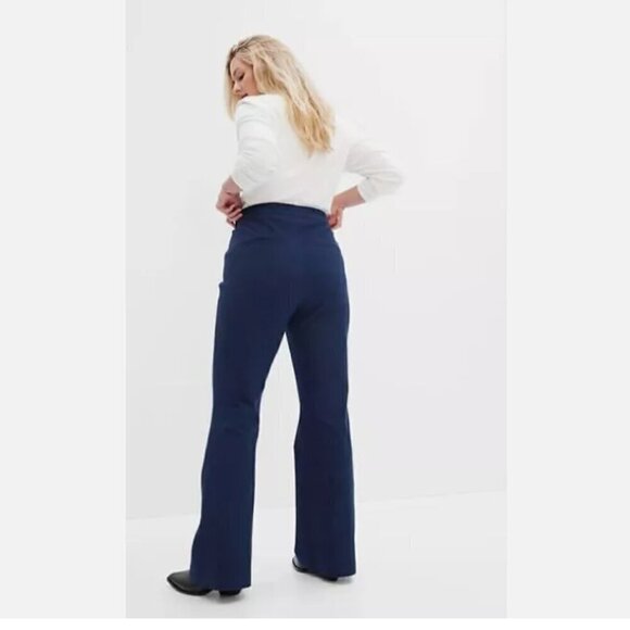 GAP High Rise Flare Stretch Pants Pintuck Pleat Navy Blue Size 10 RT$80 NWT - Picture 6 of 16